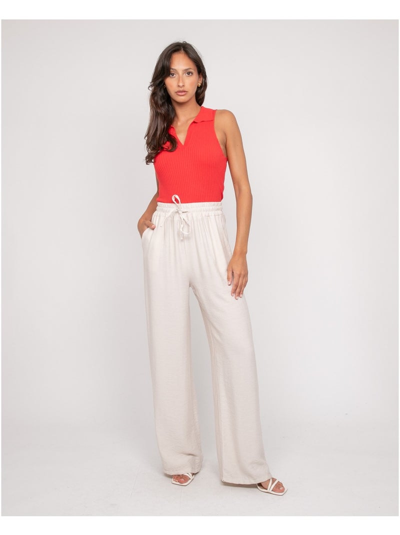 Top maille sans manches col polo FOXIE Rouge - Kiabi