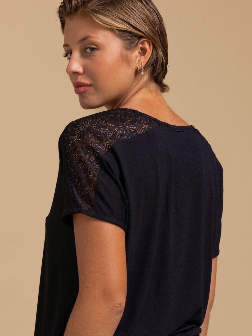 Top Femme Manches Courtes Habillé Noir - Taille 10 - Papaya - Parfait Pour Noël