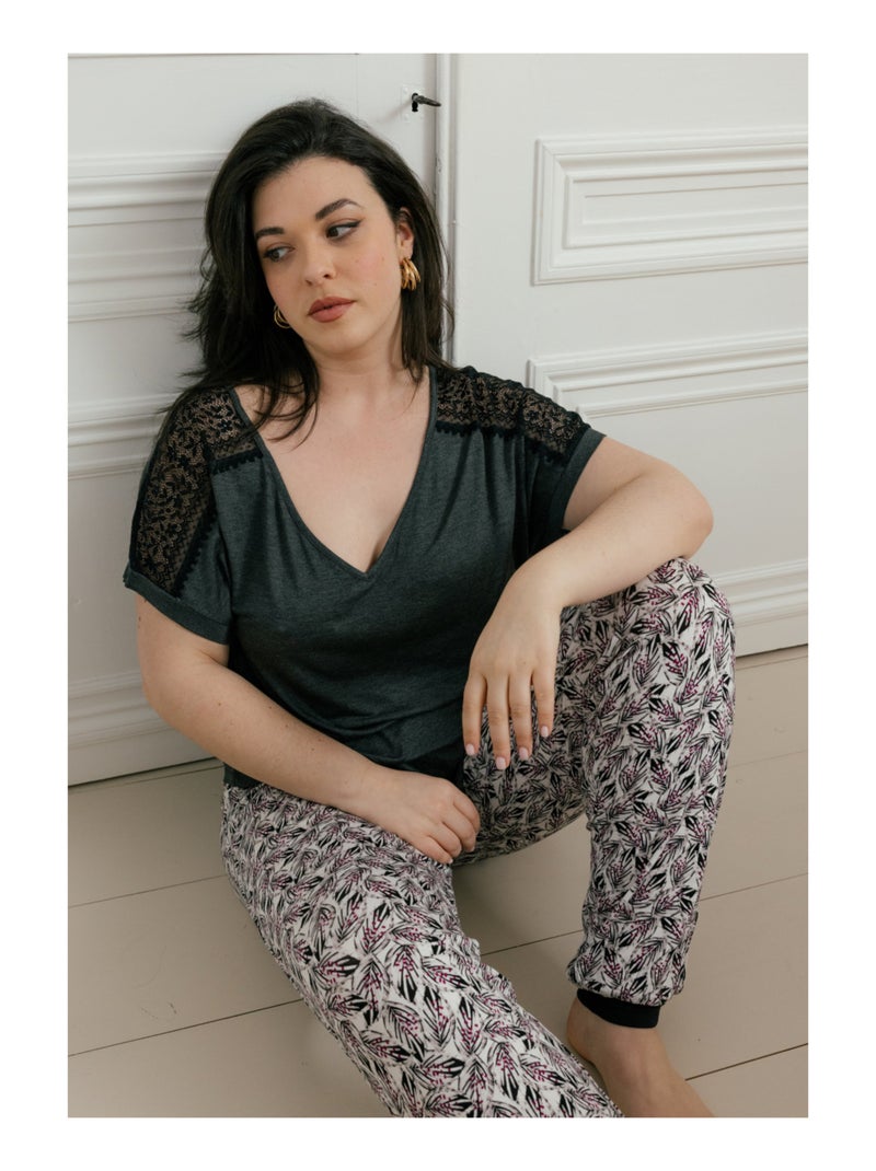 Top manches courtes Belen Gris - Kiabi
