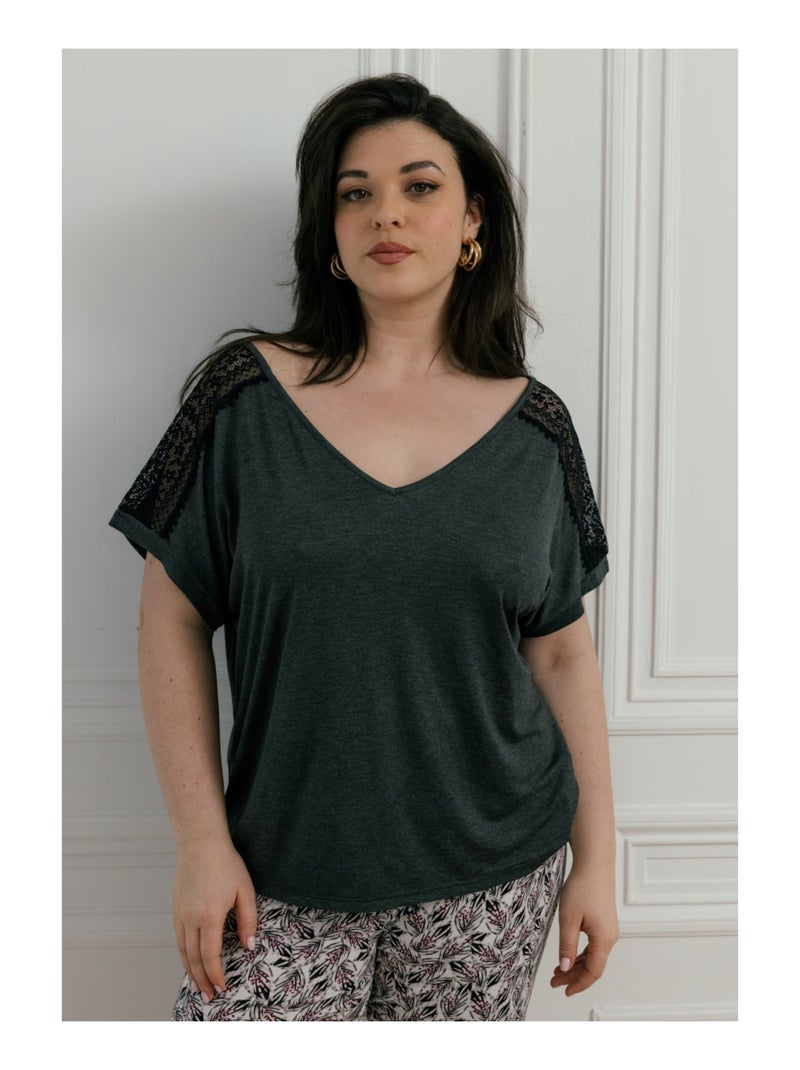 Top manches courtes Belen Gris - Kiabi