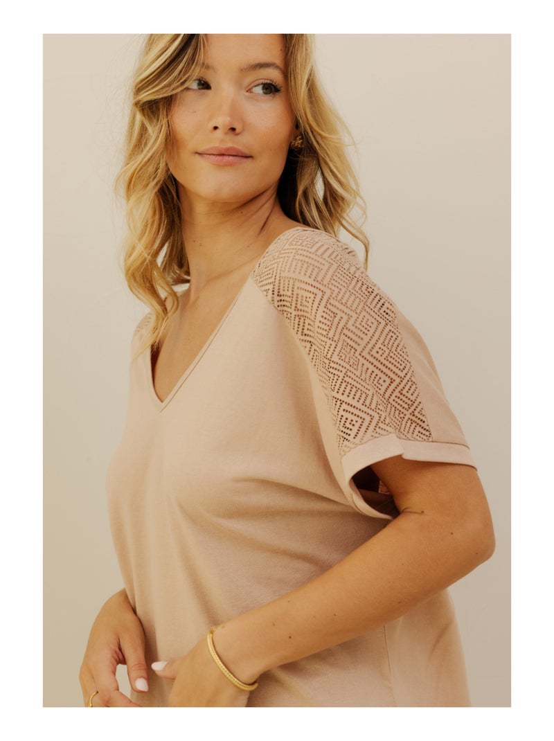 Top manches courtes Carmine Beige - Kiabi