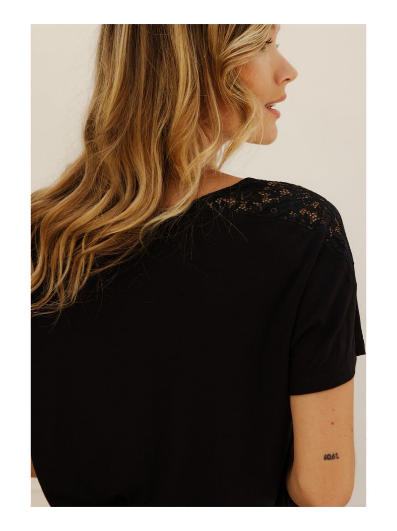 Top manches courtes Clem Noir - Kiabi