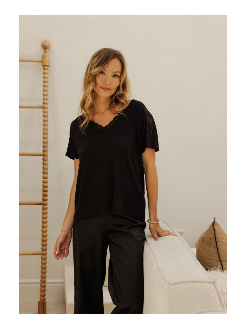 Top manches courtes Clem Noir - Kiabi