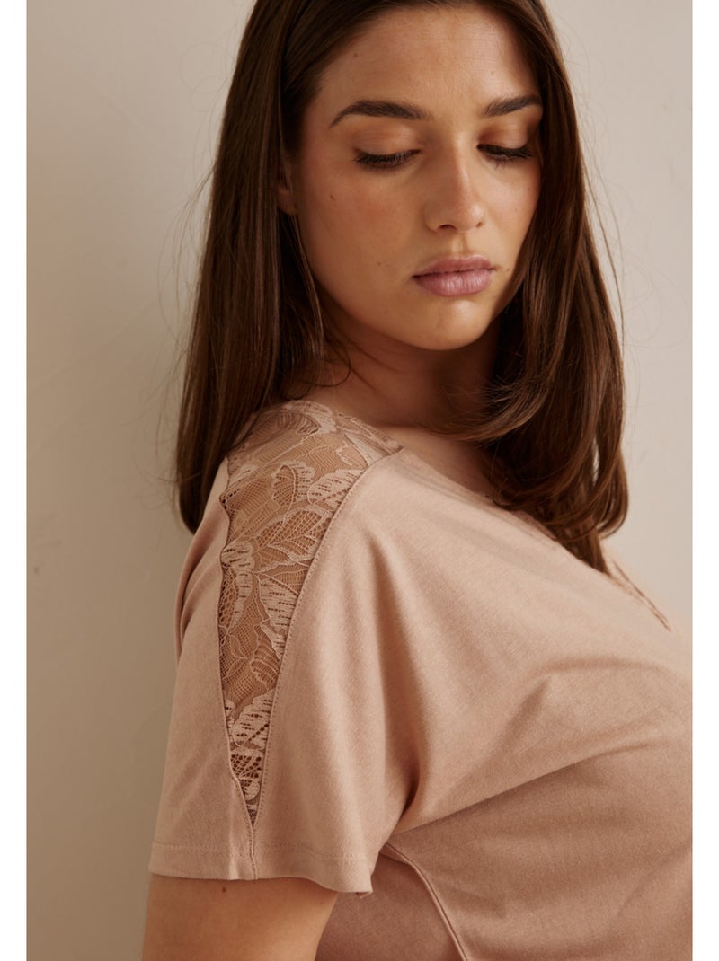 Top manches courtes Dilia Beige - Kiabi