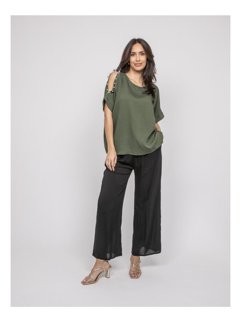 Top manches courtes FIZIA Kaki - Kiabi