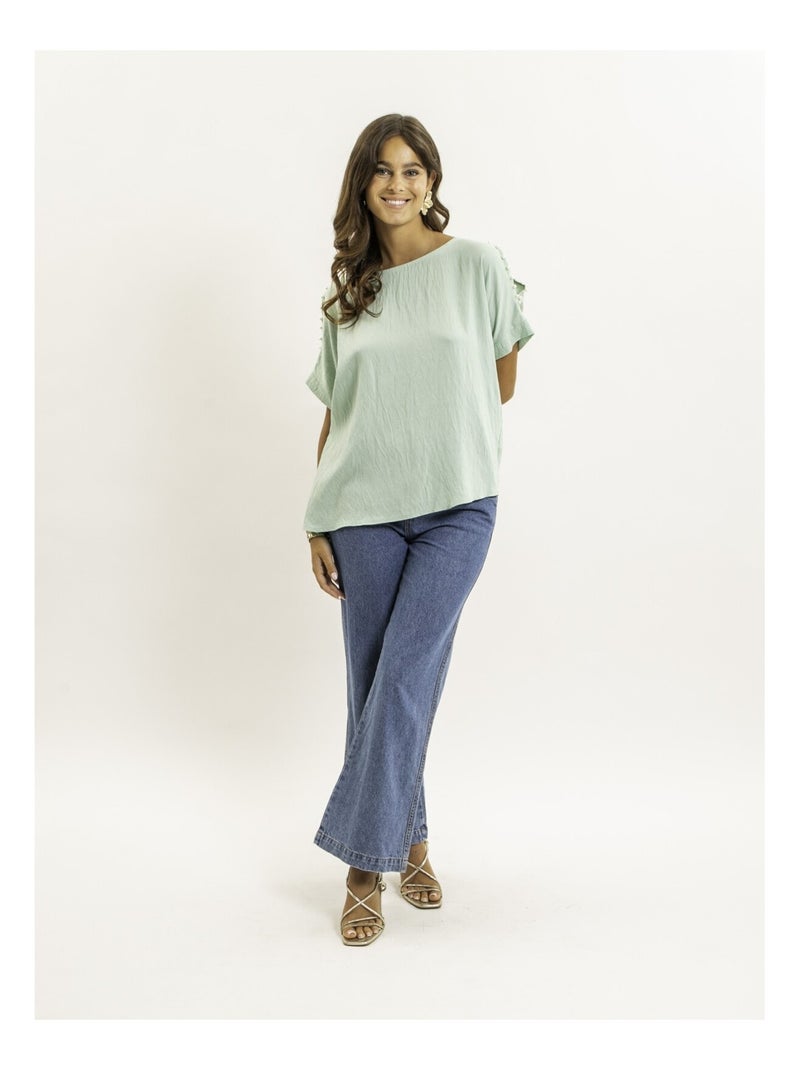 Top manches courtes FIZIA Vert d'eau - Kiabi