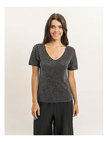 Top manches courtes lurex et strass FERALI