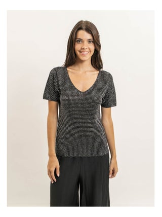 Top manches courtes lurex et strass FERALI