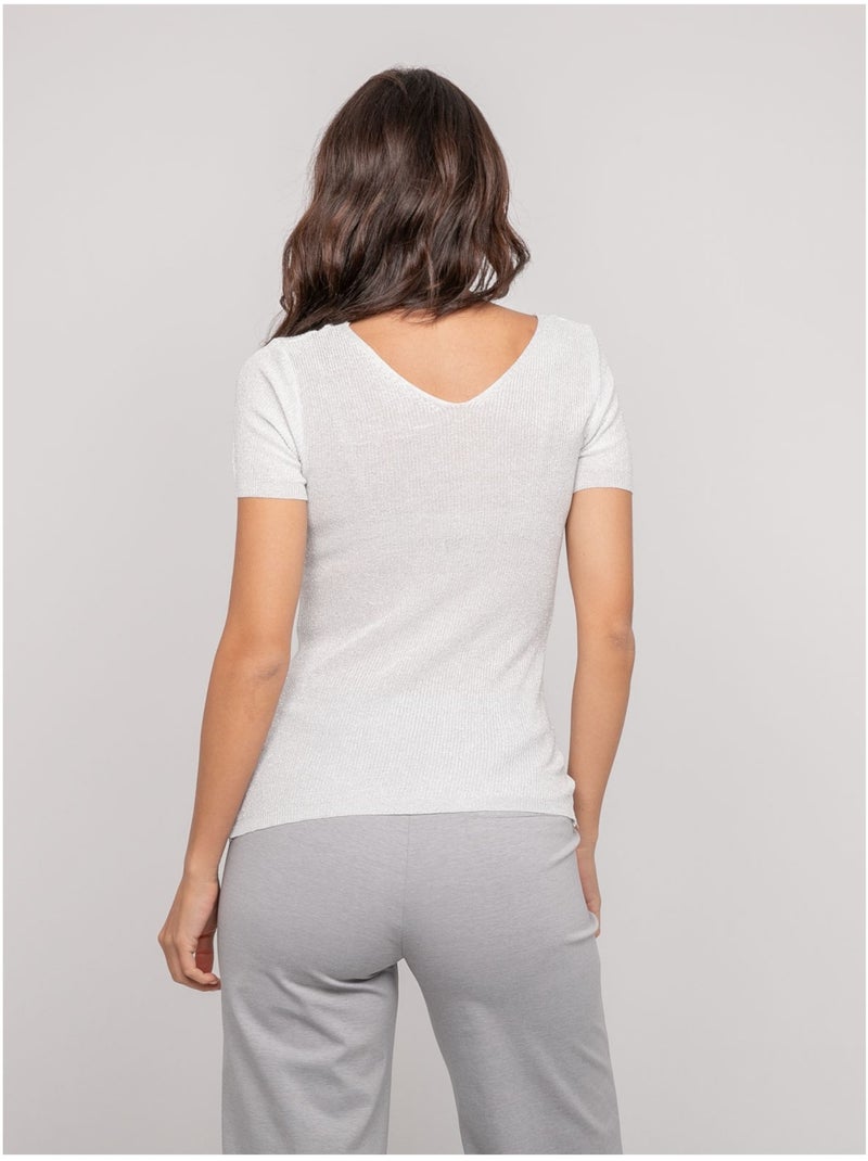 Top manches courtes lurex FEPALA Blanc - Kiabi