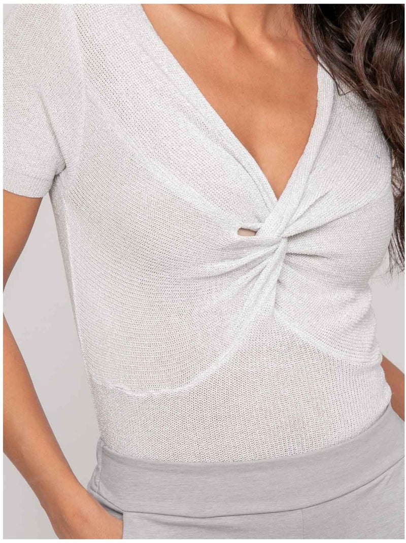 Top manches courtes lurex FEPALA Blanc - Kiabi