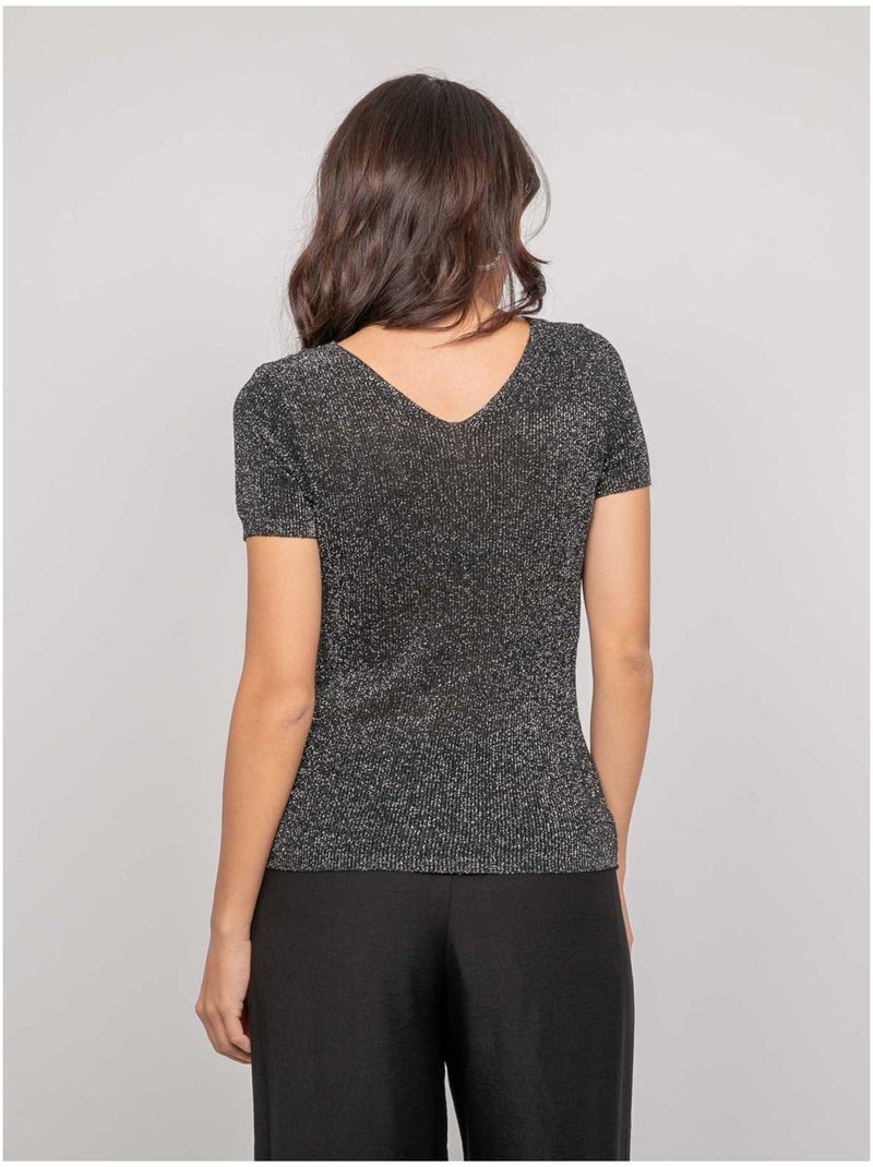 Top manches courtes lurex FEPALA Noir - Kiabi
