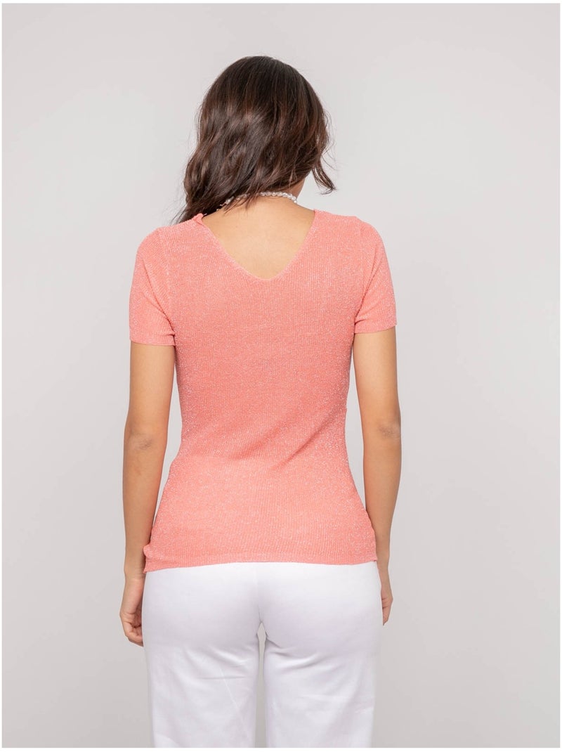 Top manches courtes lurex FEPALA Orange corail - Kiabi