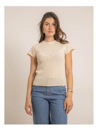 Top manches courtes maille fantaisie FABENE