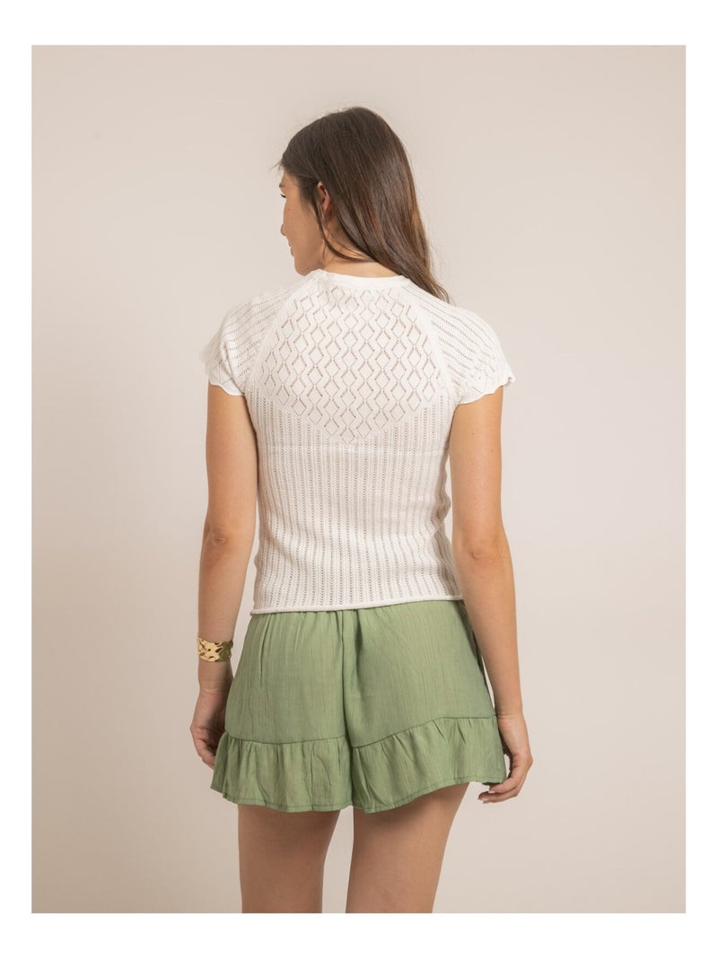Top manches courtes maille fantaisie FABENE Blanc - Kiabi