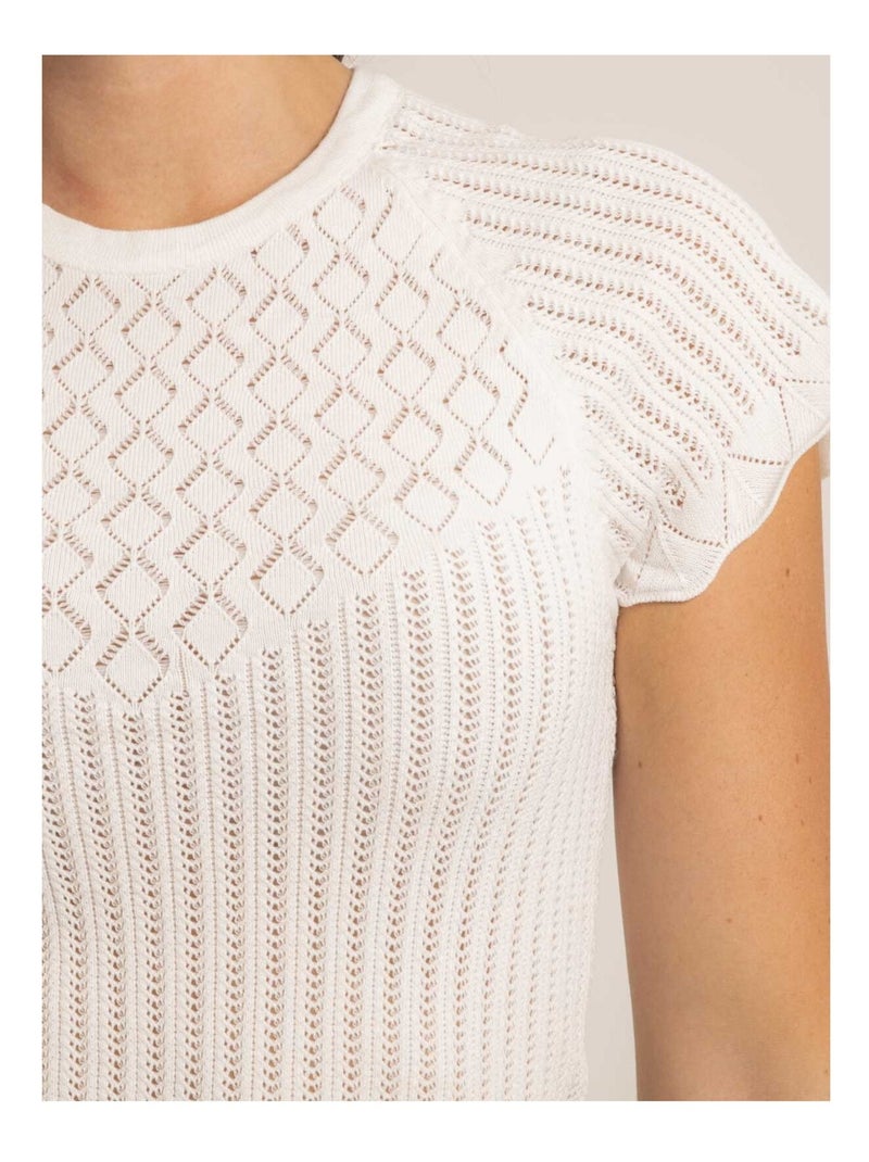 Top manches courtes maille fantaisie FABENE Blanc - Kiabi