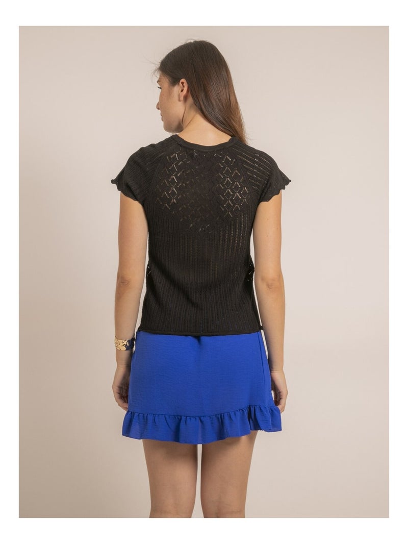 Top manches courtes maille fantaisie FABENE Noir - Kiabi