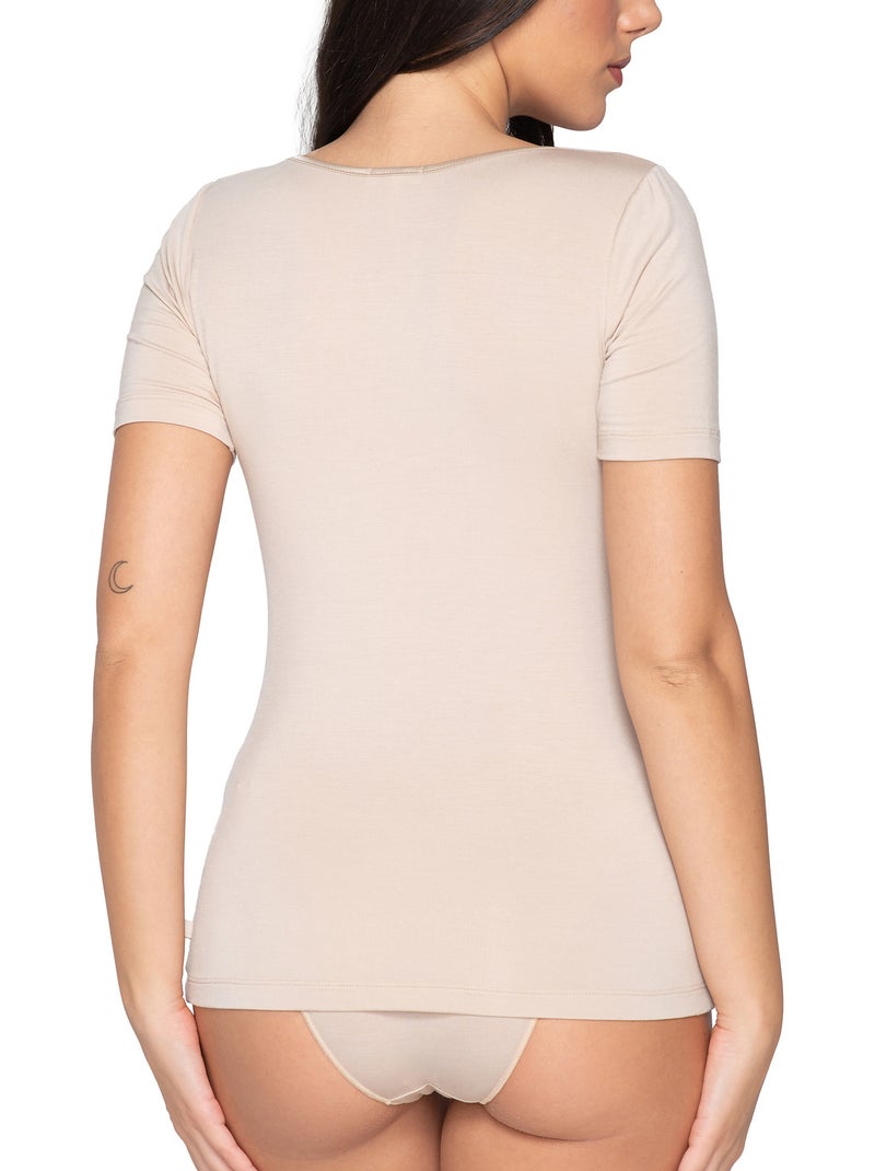 Top manches courtes Micro Touch Beige - Kiabi