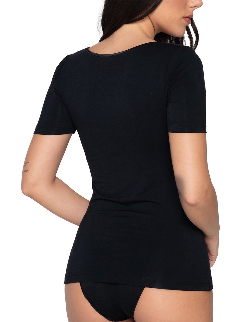 Top manches courtes Micro Touch Noir - Kiabi