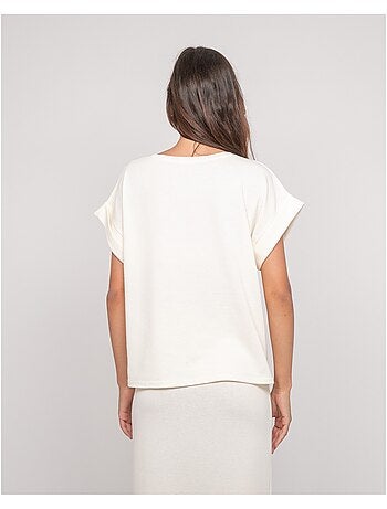 Top manches courtes molleton col V FAIZANE