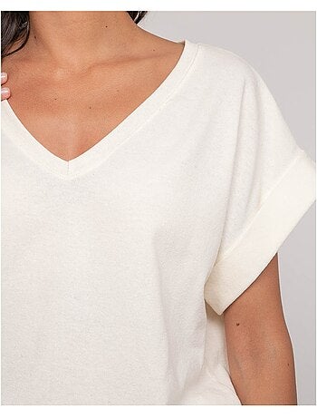 Top manches courtes molleton col V FAIZANE