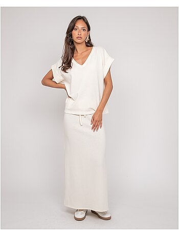 Top manches courtes molleton col V FAIZANE