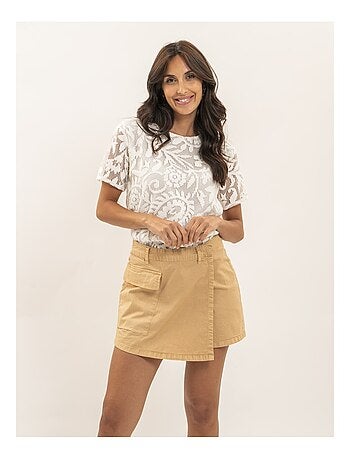Top manches courtes motifs dentelle FLORIE