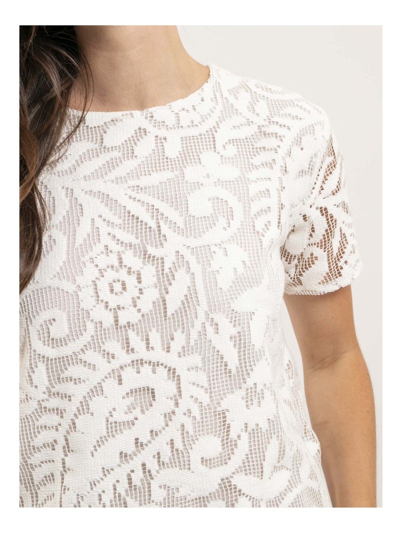 Top manches courtes motifs dentelle FLORIE Blanc - Kiabi