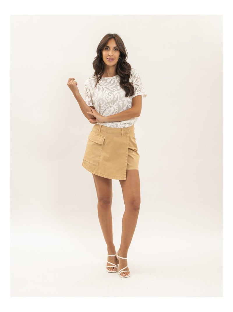 Top manches courtes motifs dentelle FLORIE Blanc - Kiabi