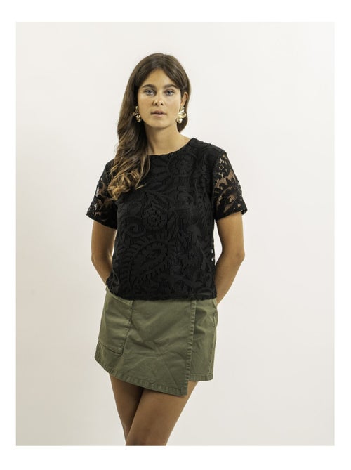 Top manches courtes motifs dentelle FLORIE - Kiabi