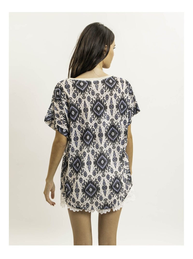 Top manches courtes motifs FLAVINA Noir - Kiabi
