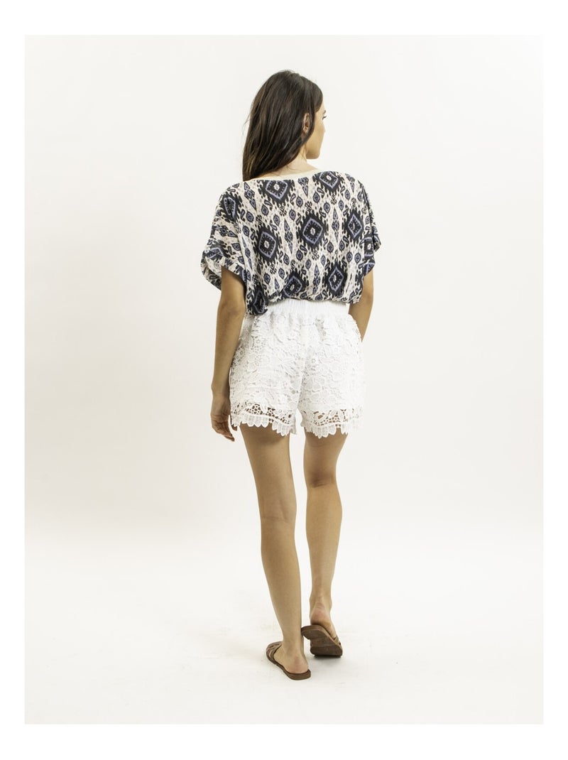 Top manches courtes motifs FLAVINA Noir - Kiabi