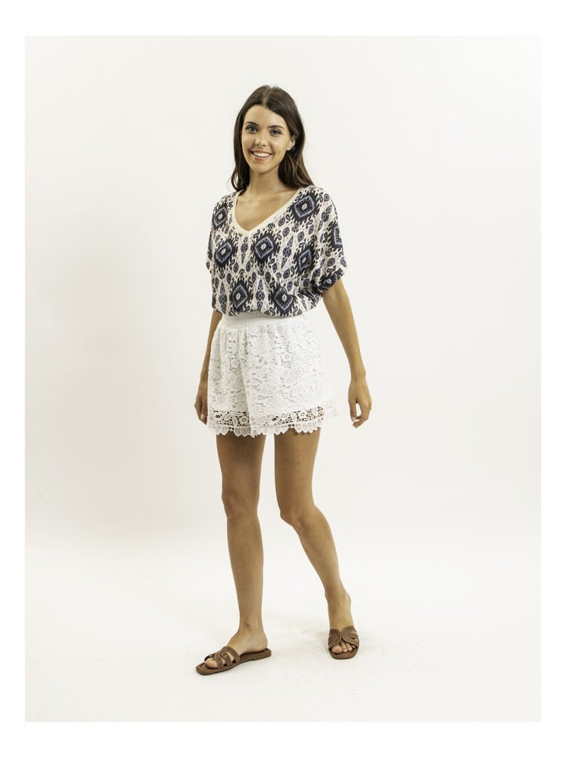 Top manches courtes motifs FLAVINA Noir - Kiabi