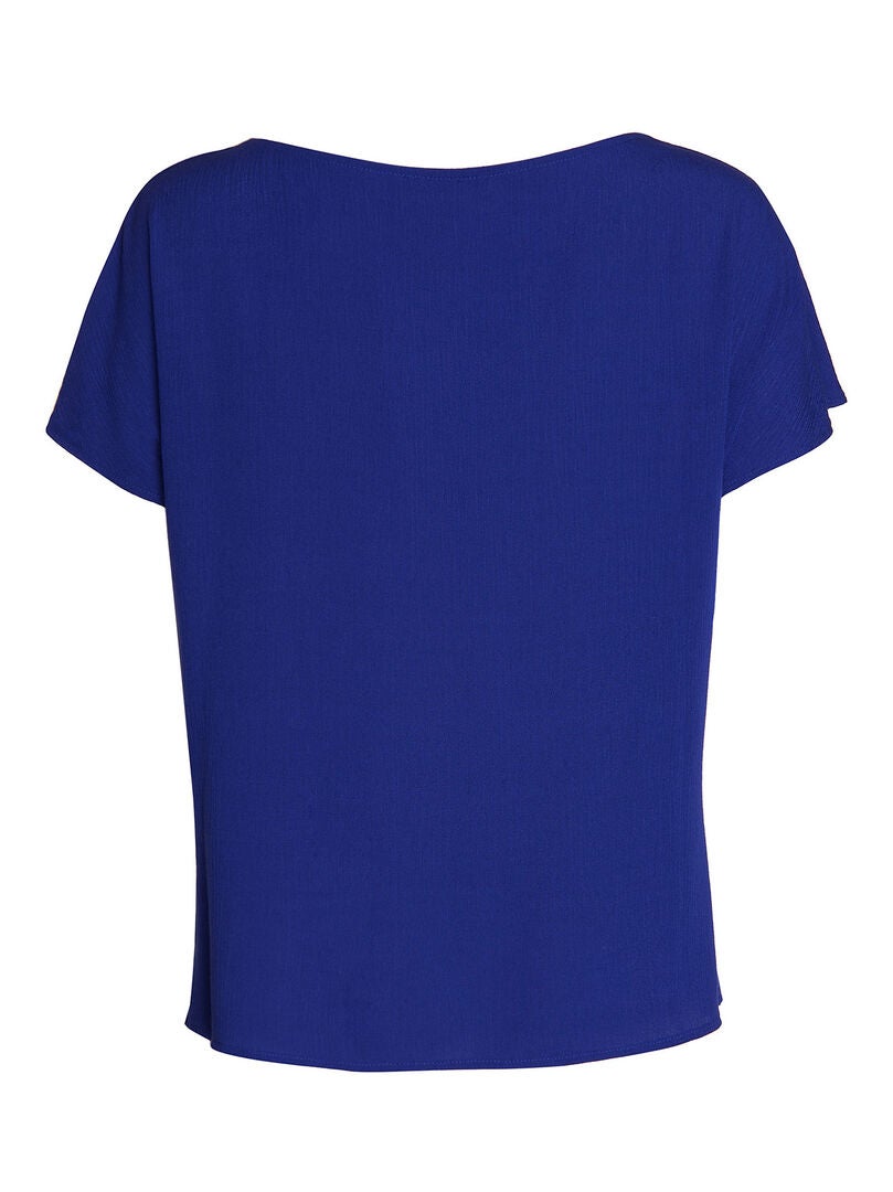 Mango - Top en maille 100 % coton à manches courtes - Bleu pastel