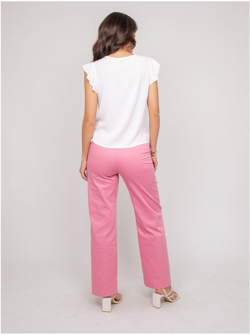 Top manches courtes volants FREMY Blanc - Kiabi