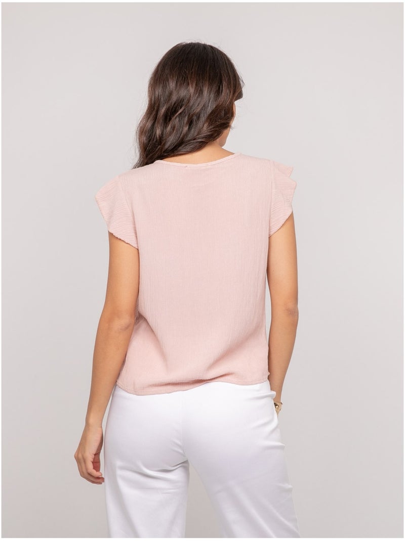 Top manches courtes volants FREMY Rose - Kiabi