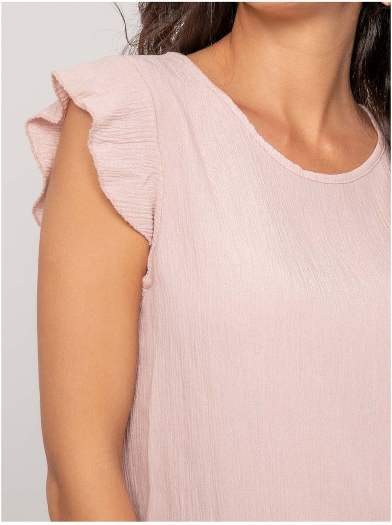 Top manches courtes volants FREMY Rose - Kiabi