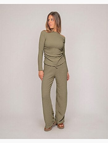 Top manches longues asymétrique texturé FLORITA