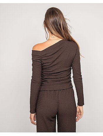 Top manches longues asymétrique texturé FLORITA