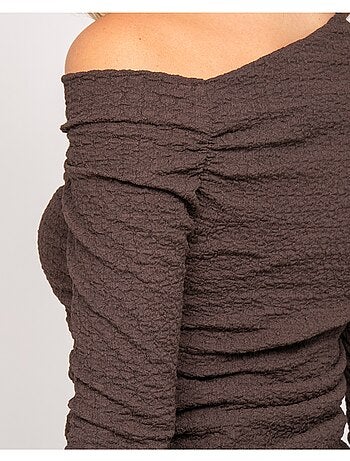 Top manches longues asymétrique texturé FLORITA