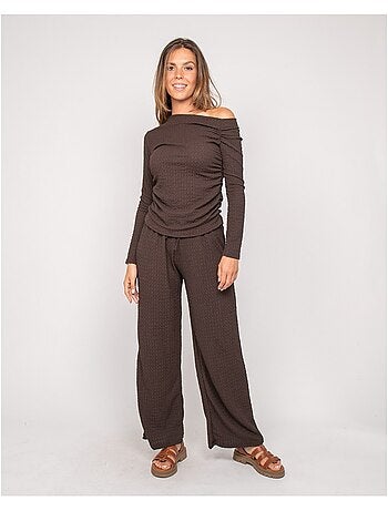 Top manches longues asymétrique texturé FLORITA