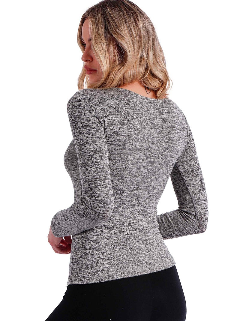 Top manches longues col bateau Barca Gris - Kiabi