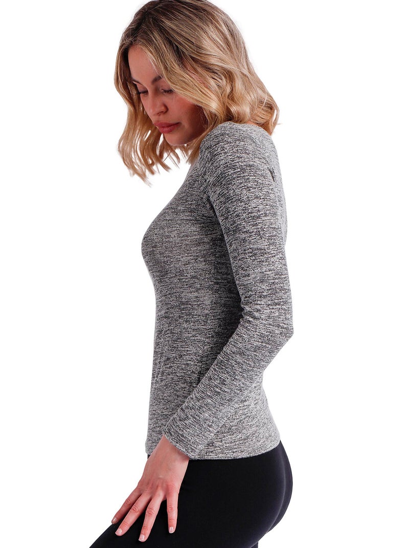 Top manches longues col bateau Barca Gris - Kiabi