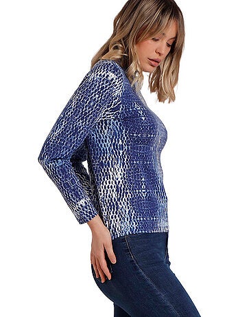 Top manches longues col montant Blue Skin