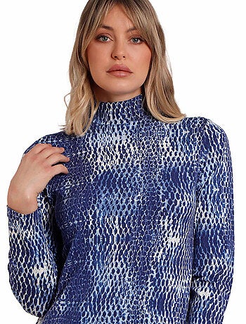 Top manches longues col montant Blue Skin