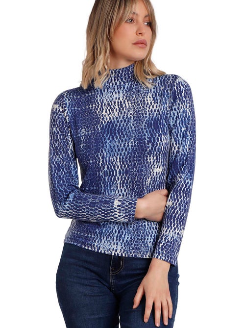 Top manches longues col montant Blue Skin - Kiabi