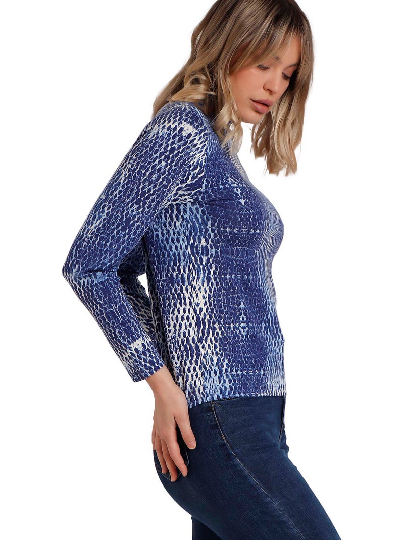 Top manches longues col montant Blue Skin Bleu - Kiabi