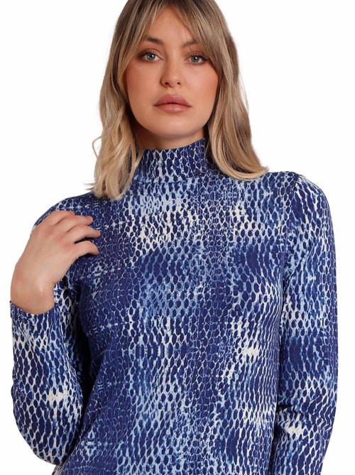 Top manches longues col montant Blue Skin - Kiabi