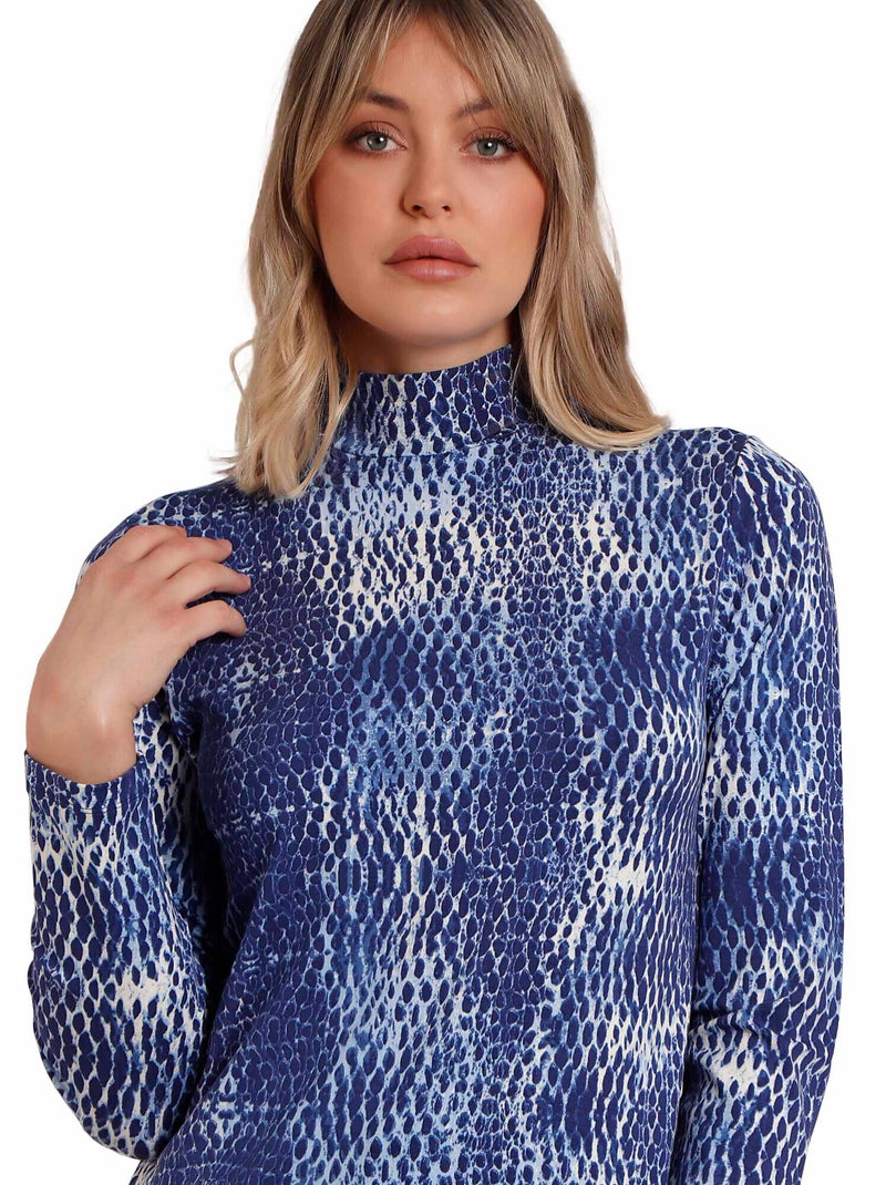 Top manches longues col montant Blue Skin Bleu - Kiabi