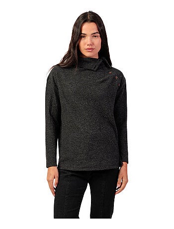 Top manches longues col montant boutonné Neck Buttons