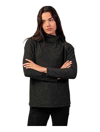 Top manches longues col montant boutonné Neck Buttons